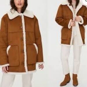 Aritzia Wilfred Free Catrina Sherpa coat Ranch Jacket Faux Suede Sherpa sz sm